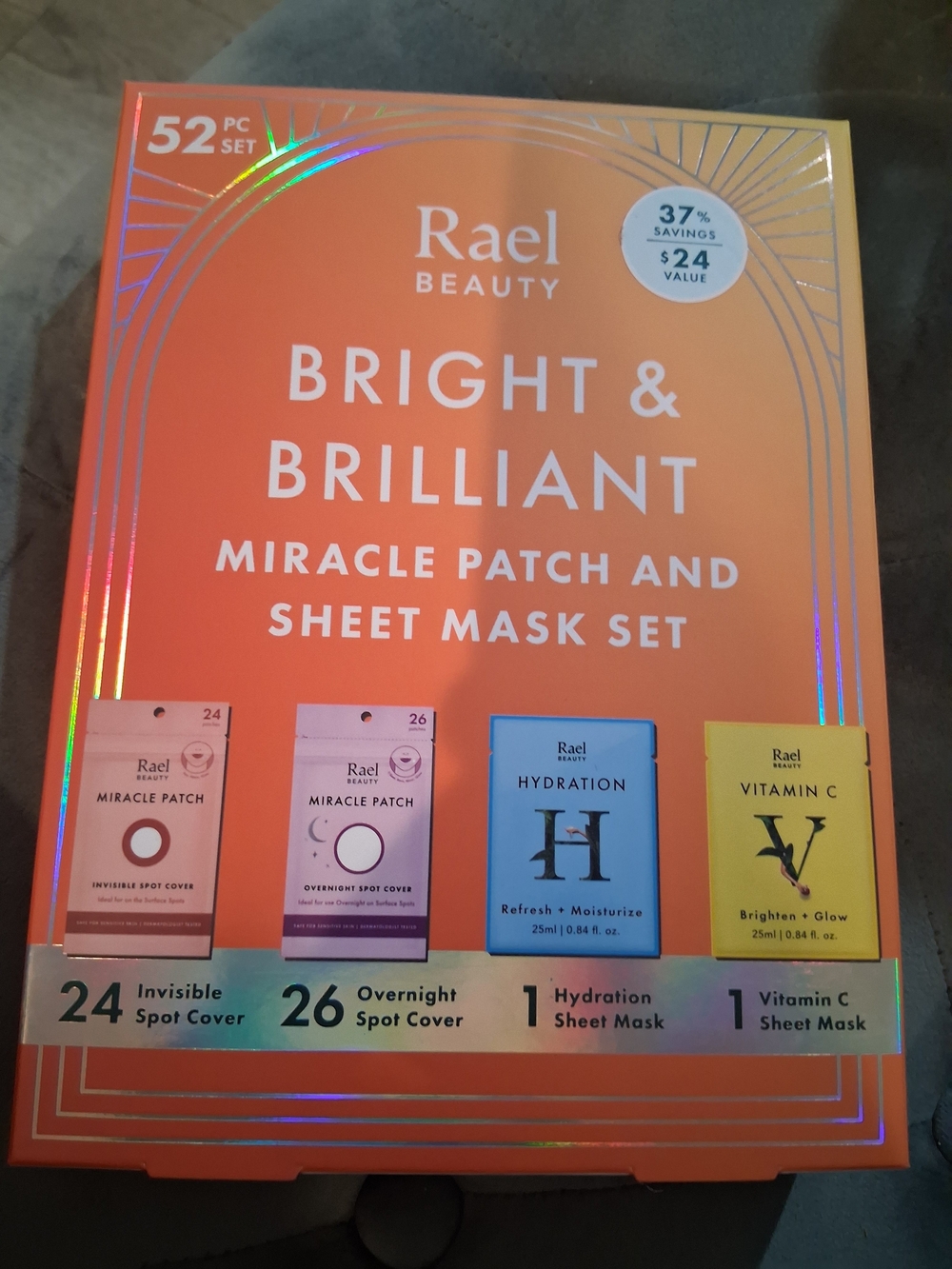 Rare Beauty Bright & Brilliant Orange Miracle Patch and Sheet Mask Set
